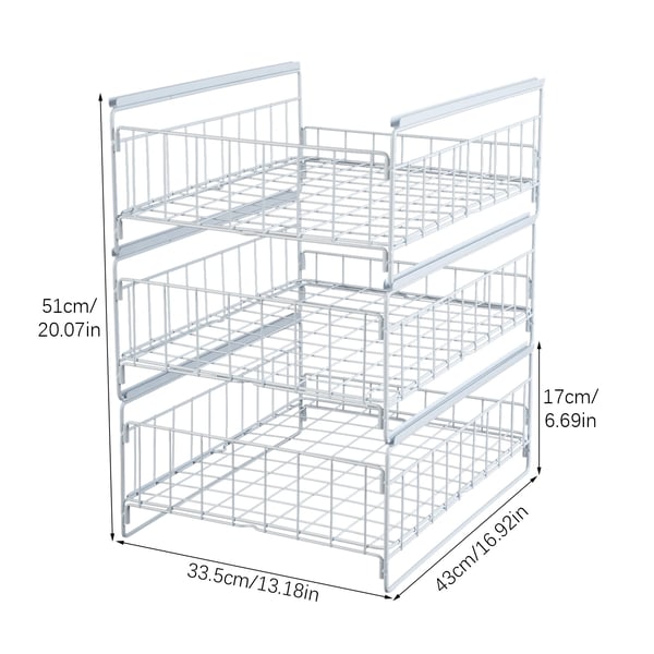 Utrækkelig Organizer, 3-lags Design, Holdbart Kulstofstål,Hvid, 3-lags, S