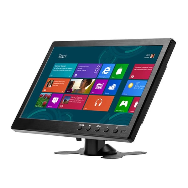 Bilmonitor, 10,1 tommer LCD, 1024 x 600 opløsning, 400 cd/m² lysstyrke, 500:1 kontrastforhold, HDMI og VGA kompatibel