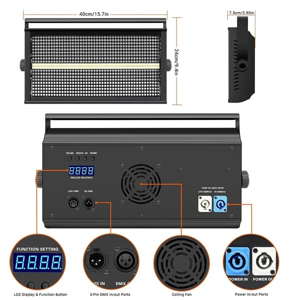 Scenbelysning, RGB och vita LED-lampor, DMX-kontroll,EU-kontakt, 4st