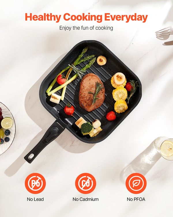 Nonstick Grydesæt, 17 Stykker, Alsidige Madlavningsfunktioner, Ovnsikker,1 sæt