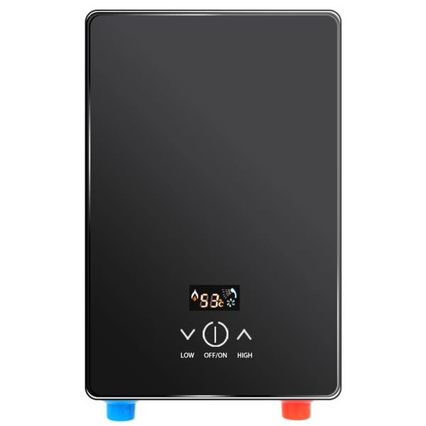 Øjeblikkelig elektrisk vandvarmer, justerbar temperatur, vandtæt design,sort