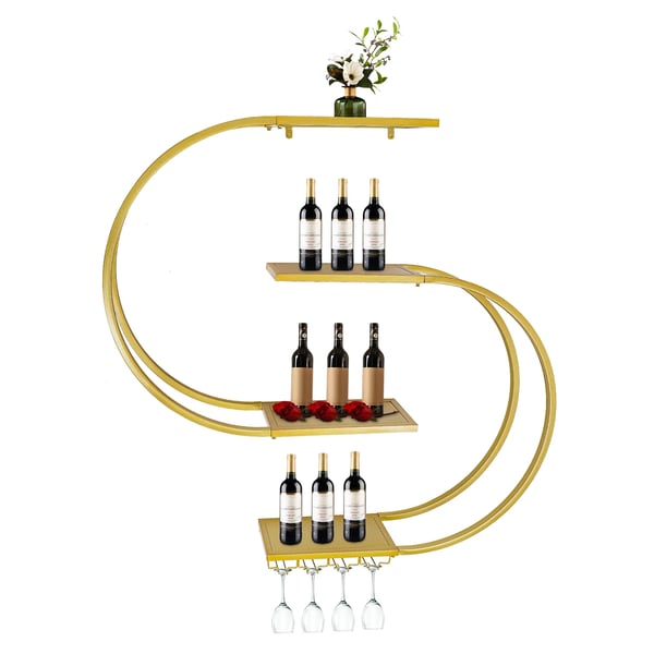 Vinkøler, Halvcirkelformet Design, Vægmonteret,4-lags, Guld