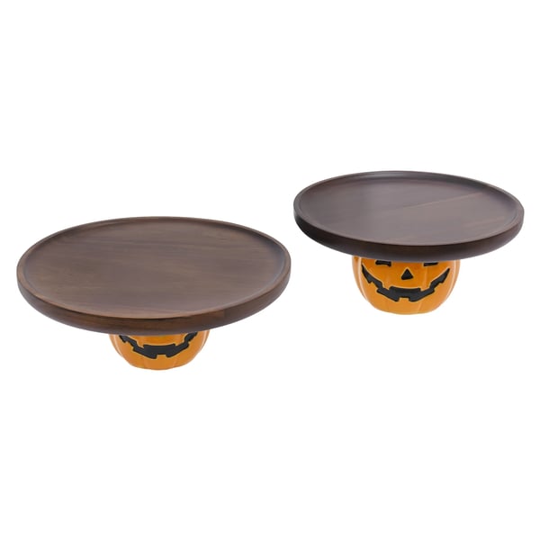 Tårtfat, Stilren Design, Hållbart Akaciaträ,Orange