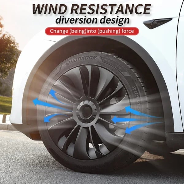Tesla Model Y Hjulnavskapsel, Mat Sort Finish, Nem Installation,LR mat sort