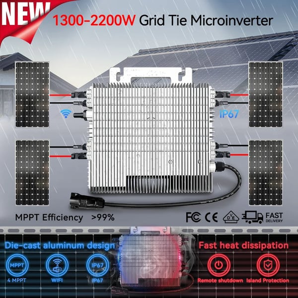 Solomvandlare, 2000W utgångseffekt, hög effektivitet,22-50V, 2000W Deye Växelriktare, 230V