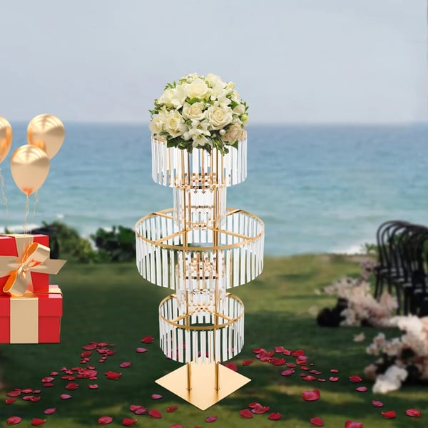 Blomsterstand, 5-lags design, elegant guldfinish,Guld