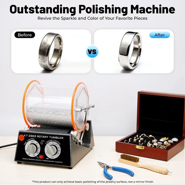 Smykke Poleringsmaskine, Justerbar Hastighed, Kompakt Design,sort