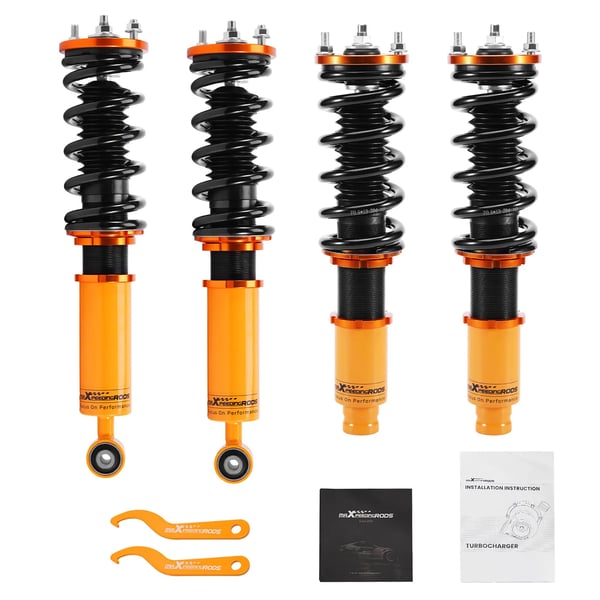 Coilover affjedringskit, justerbar højde 1" - 3", kompatibel med Honda CR-V 1997-2001, tvillingetube-struktur, 4 støddæmpere og 4 fjedre