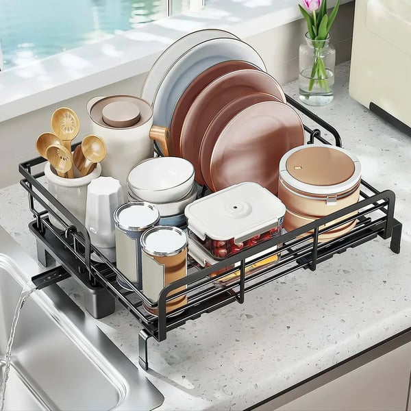 Diskställ, Justerbar Design, Effektiv Dränering,svart