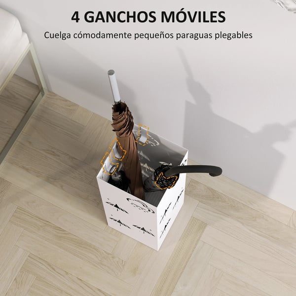 Paraplyholder, Vandopsamlingsbakke, Holdbart Stål Design,Hvid