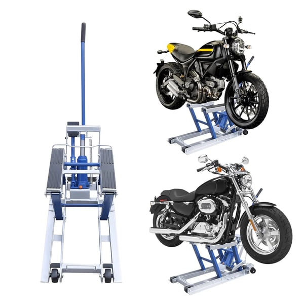 Motorcykel Løfteplatform, 680kg Kapacitet, Hydraulisk Betjening,Blå