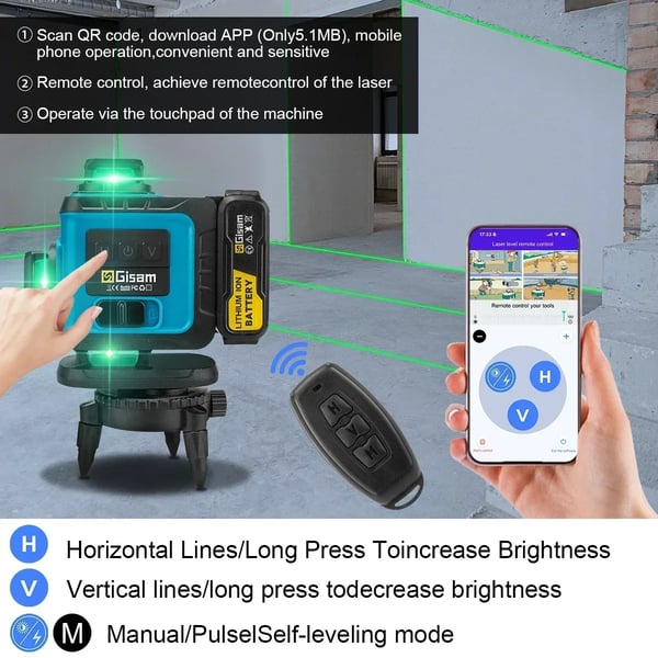 Laser Niveau, 16 Linjer, Automatisk Selv-Niveauering,Med stativ