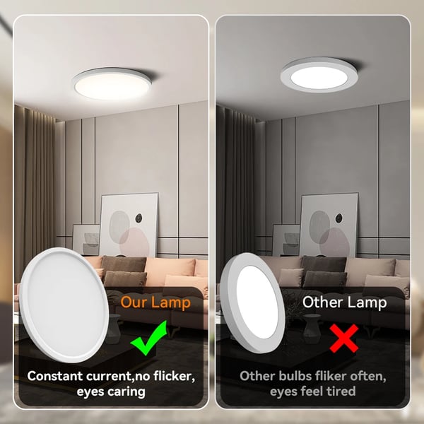 Loftlampe, Justerbar Farvetemperatur, Øjenbeskyttelse,24W, HVID, ændrebar