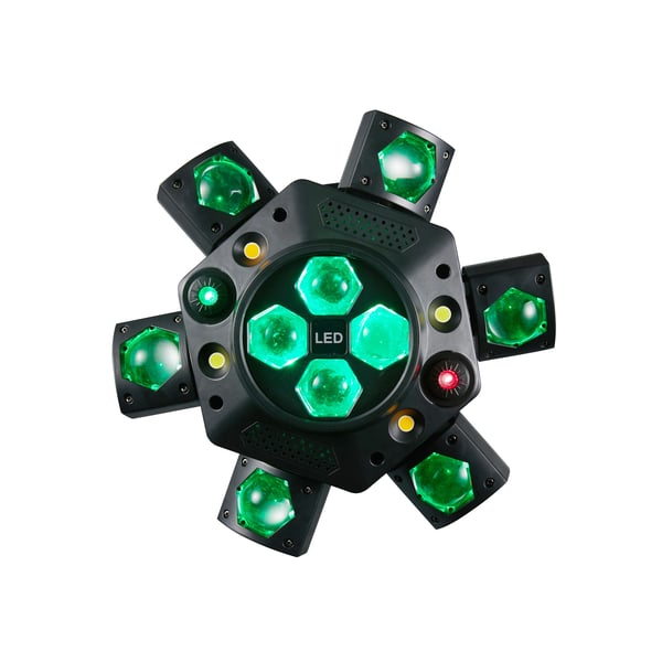 Bevægelseshovedstrålelys, RGBW LED'er, DMX512 kontrol,EU stik, sort