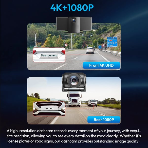 Bil Dash Kamera, Trådløs CarPlay, Android Auto Kompatibilitet