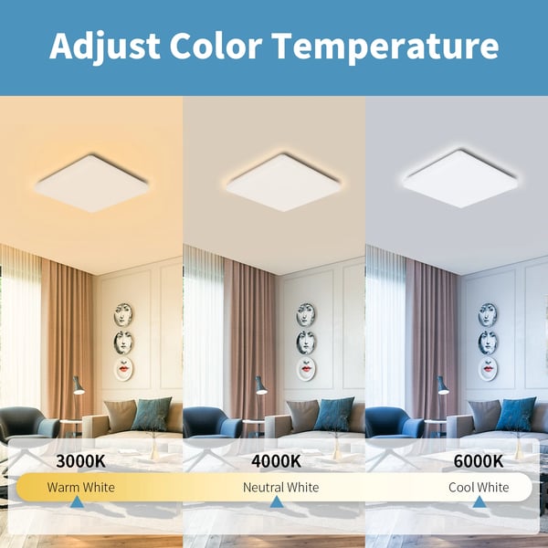 LED Loftlampe, 3CCT Dæmpning, Firkantet Design,1stk