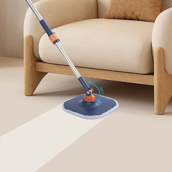 Spin Mop, Mikrofiberstof, Justerbart håndtag op til 51,97 tommer, Firkantede og trekantede moppehoveder, 5 genanvendelige klude