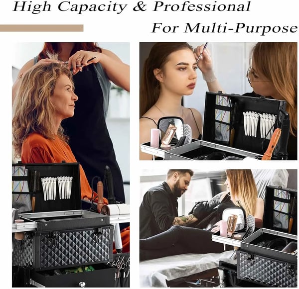 Makeupväska, Trolley-design, Hållbar konstruktion,Klassisk svart