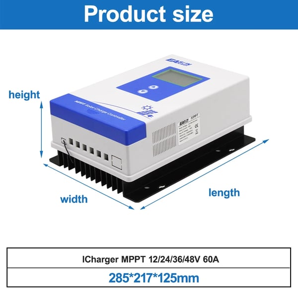 Solcellelader, 60A MPPT, Multi-Trins Opladning,48V 60A