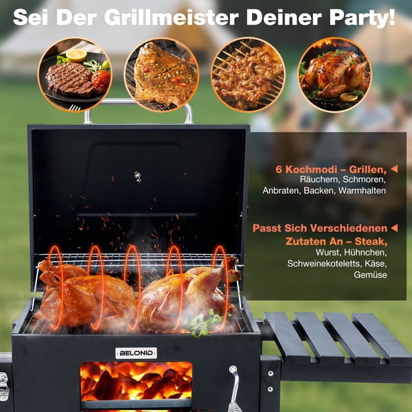 Grill, Ekstra Stor Madlavningsområde, Justerbar Temperaturkontrol,sort