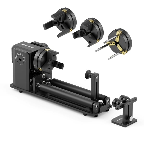 Rotary Modul til Lasergravører, Aluminiumlegering, 20 x 10 x 15 cm, Understøtter Genstande Op til 10 cm Diameter, Kompatibel med Y-akse Motor
