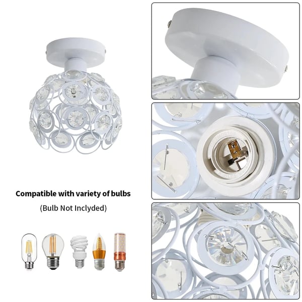 Loftlampe, Metal og Krystal Design, E27 Kompatibilitet,HVID