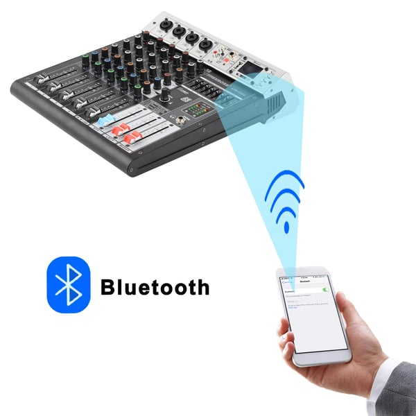 Miksauspöytä, 6 Kanavaa, Bluetooth-yhteys,EU PLUG