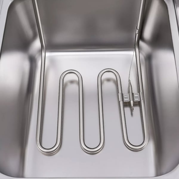 Kommersiel elektrisk frituregryde, 1,59 gal kapacitet, dobbelt gryder, 220V indgang, justerbar temperatur 140-392℉, rustfrit stål konstruktion