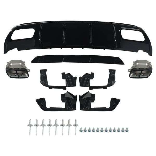 Bageste kofanger diffuser, C63 AMG stil, høj kvalitet ABS plast, bageste placering,Som vist