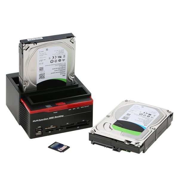HDD-telakointiasema, USB 3.0 -liitäntä, tuki kahdelle paikalle, musta