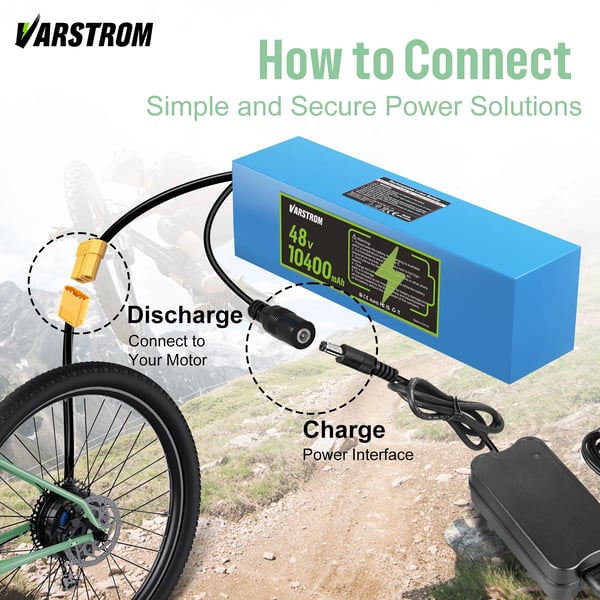 Ebike Batteri, 48V, 10.4Ah Kapacitet, 499.2Wh, 30A BMS, Letvægts 2.6kg
