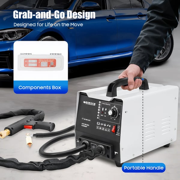 Bilreparationsmaskine, 3500A Output, 3000W Effekt, Indgangsspænding 220V, Indgangsstrøm 16A, Dimensioner 42x32x30cm