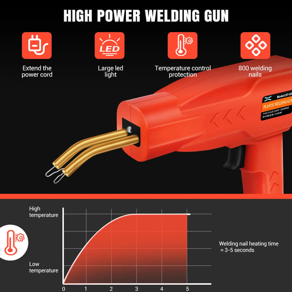 Plastsvetsmaskine, 150W Effekt, 800 Stk. Nailer, 23 x 5 x 17 cm, 1,1 kg Vægt, Hurtig Opvarmning 3-5 Sekunder