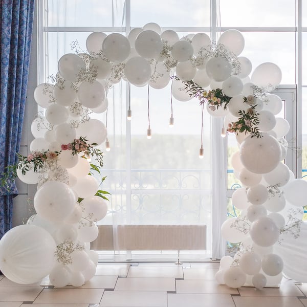 Bryllupsballonbue, Robust Metalstruktur, Elegant Design,HVID, 200x60x260cm