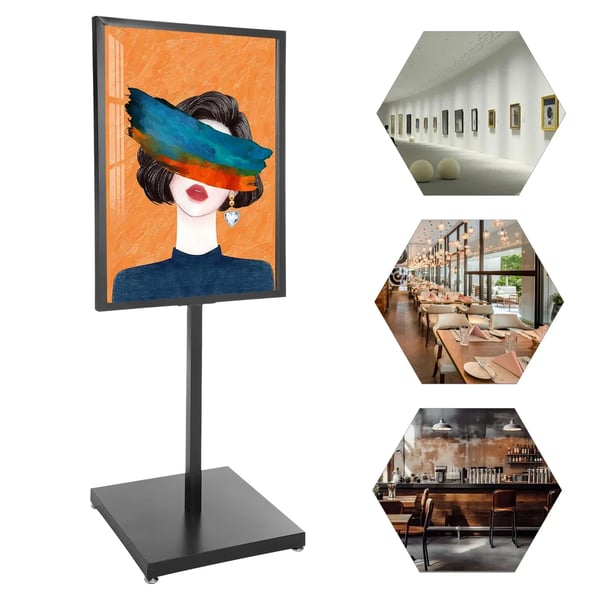 Skiltstand, Holdbar Jernramme, Stabil Gulvdisplay,sort