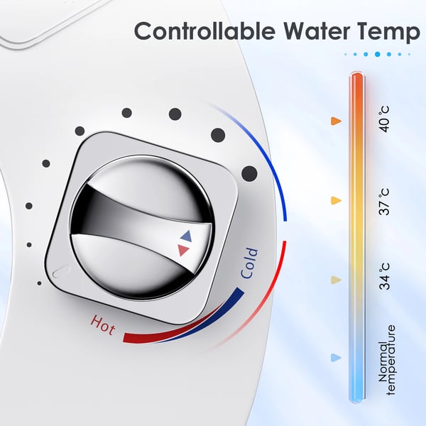 Bidet-tilbehør, justerbar temperatur, dobbelt dyse-system,HVID