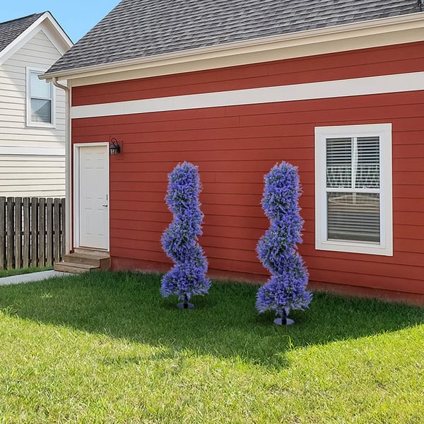 Kunstig Topiary Træ, Spiral Design, Udendørs Dekoration,lilla