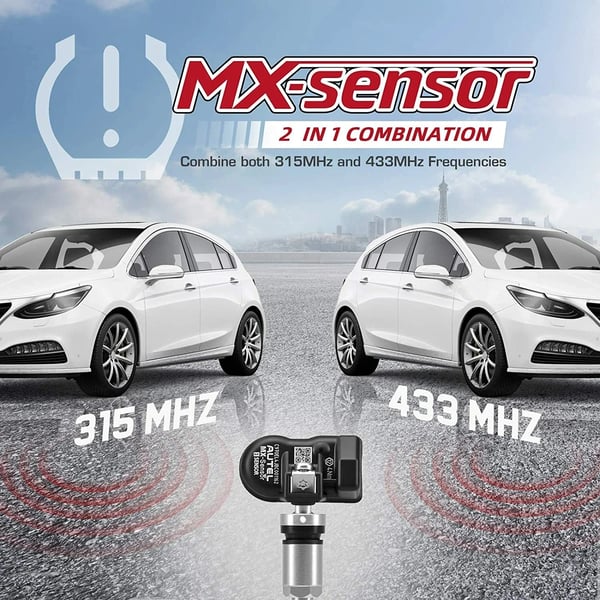 TPMS-sensor, dualfrekvens 315MHz & 433MHz, programmerbar & klonbar,8stk aluminium sensor