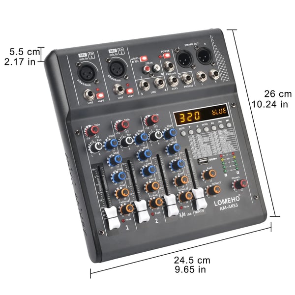 Lydmixer, 4 kanaler, 320 DSP-effekter,EU STIK