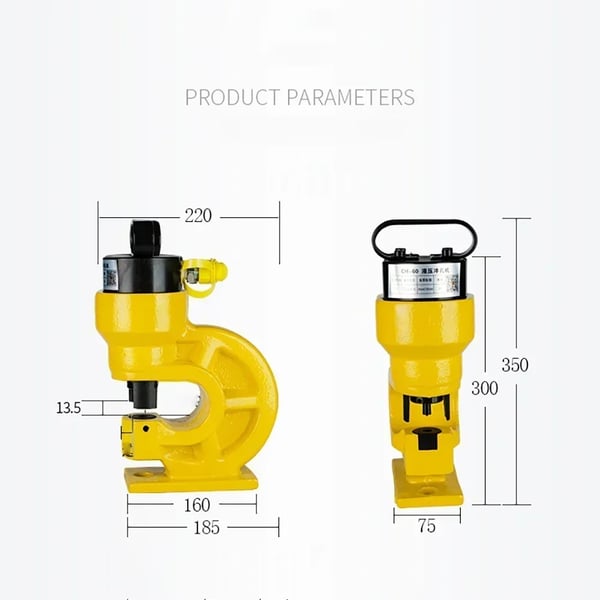 Hydraulisk hålpunch, hållbar högkolfålstål, mångsidig kompatibilitet,Gul