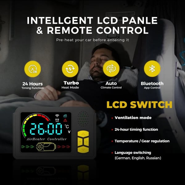 Diesel Luftvarmer, Bærbar, Bluetooth Kontrol,8KW 12V 24V 110-240V