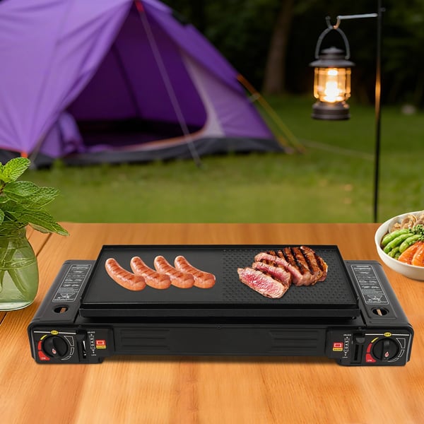 Campingkomfur, 2 Brennere, 2500W Hver, Kompakte Dimensioner, Bærbar Transporttaske, Piezoelektrisk Tænding