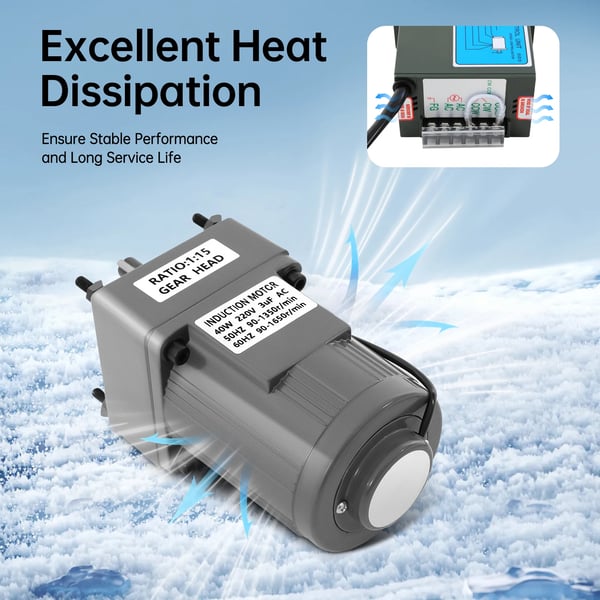 Gear Motor, 12V, 120W, 90-1650RPM, 40W Effekt, 3.86N.m Moment