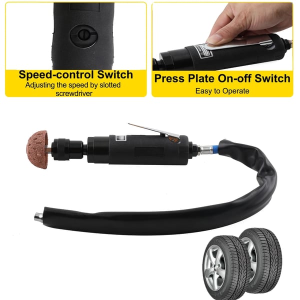 Pneumatisk dæk reparationsværktøj, 2500 RPM hastighed, wolframstål slibehoved, 90 PSI lufttryk, letvægtsdesign på 1,3 kg