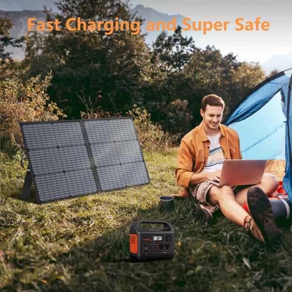 Solpanel, 110W effektudgang, foldbart design, 23,5% effektivitet, IP67 klassificeret, 24V åben kredsspænding