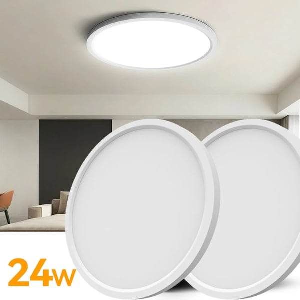 Loftlampe, Justerbar Farvetemperatur, Øjenbeskyttelse,24W, HVID, ændrebar