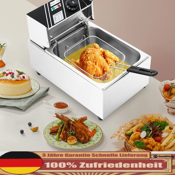 Elektrisk Frituregryde, 2500W Effekt, 6L Kapacitet,hvid