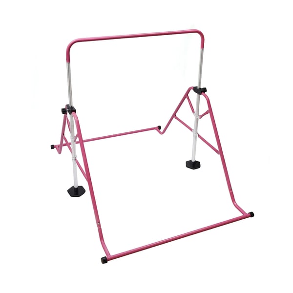 Gymnastikstang, justerbar højde 3,58 til 5,25 ft, maksimal kapacitet 220,5 lbs, foldbart design, pink, til børn
