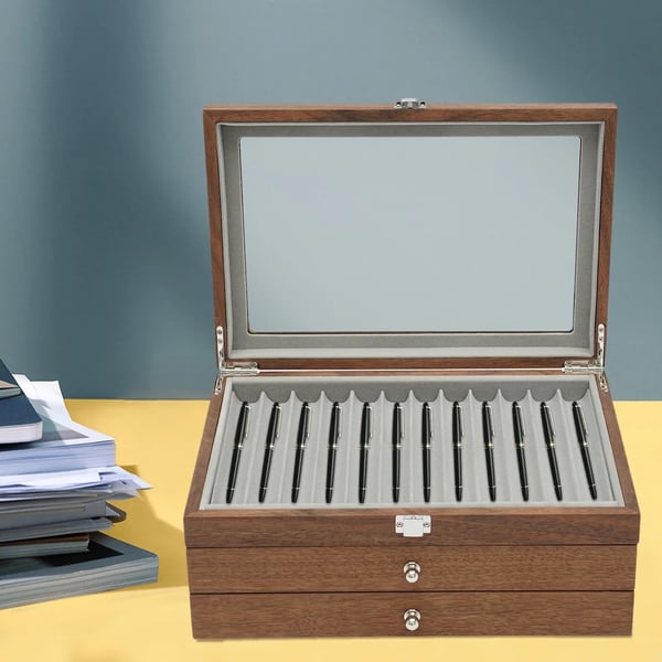 Pen Opbevaringsorganisator, 34 Pladser, Elegant Design,Brun