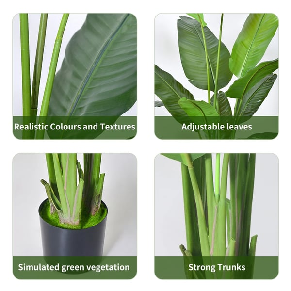 Kunstig Paradisfugl Plante, Robust Konstruktion, Ingen Vedligeholdelse Krævet,grøn